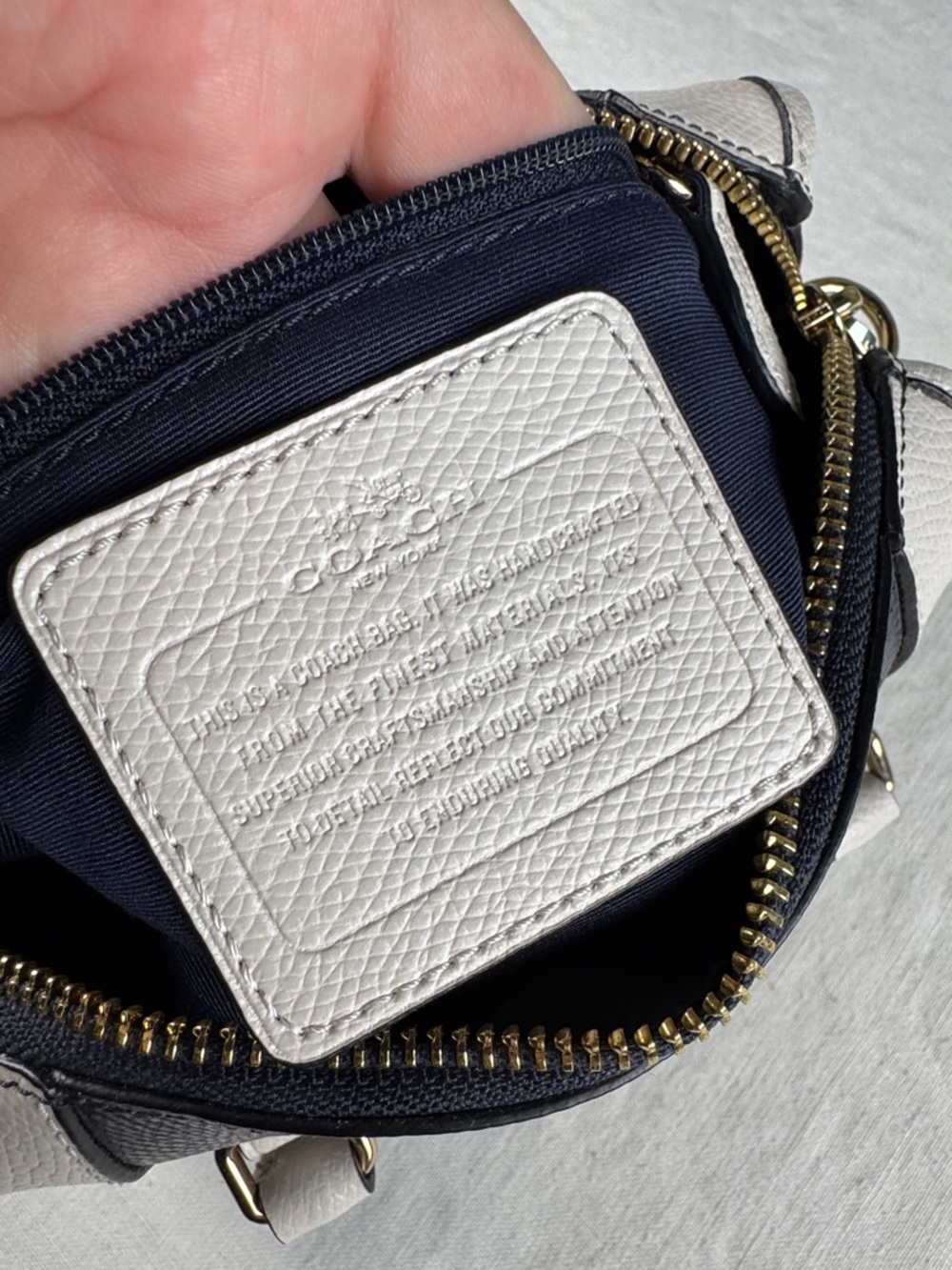 Coach Blue and Chalk Baby Bennett Pebbled Leather Mini Satchel F35533 - Picture 10 of 13